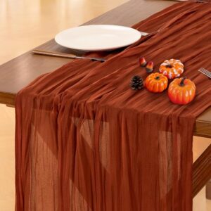 Fall Table Runner Terracotta Cheesecloth Boho Wedding Thanksgiving ...
